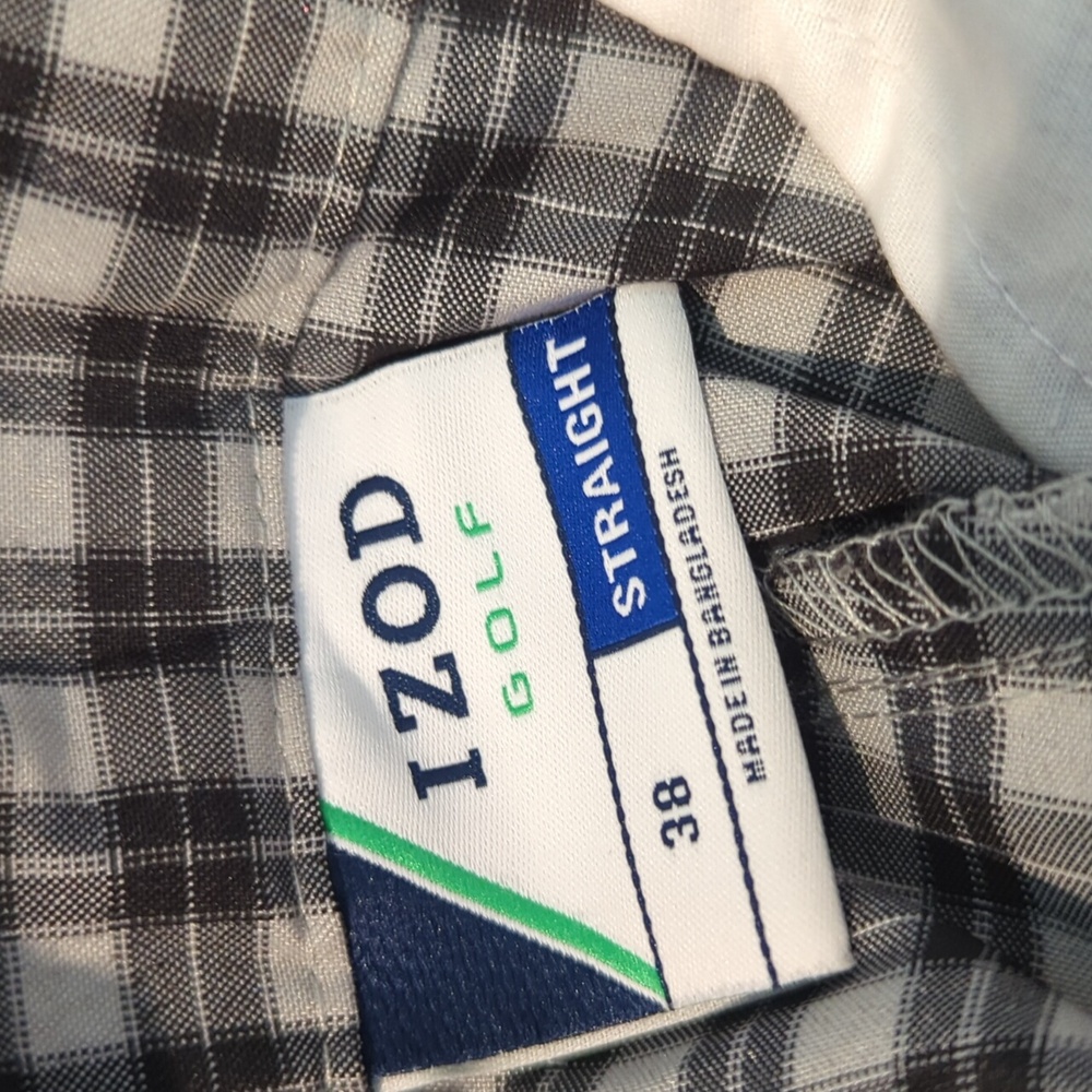 Izod Golf Shorts Size 38 Straight Black and Gray Plaid Flat Front-375 - Picture 5 of 8